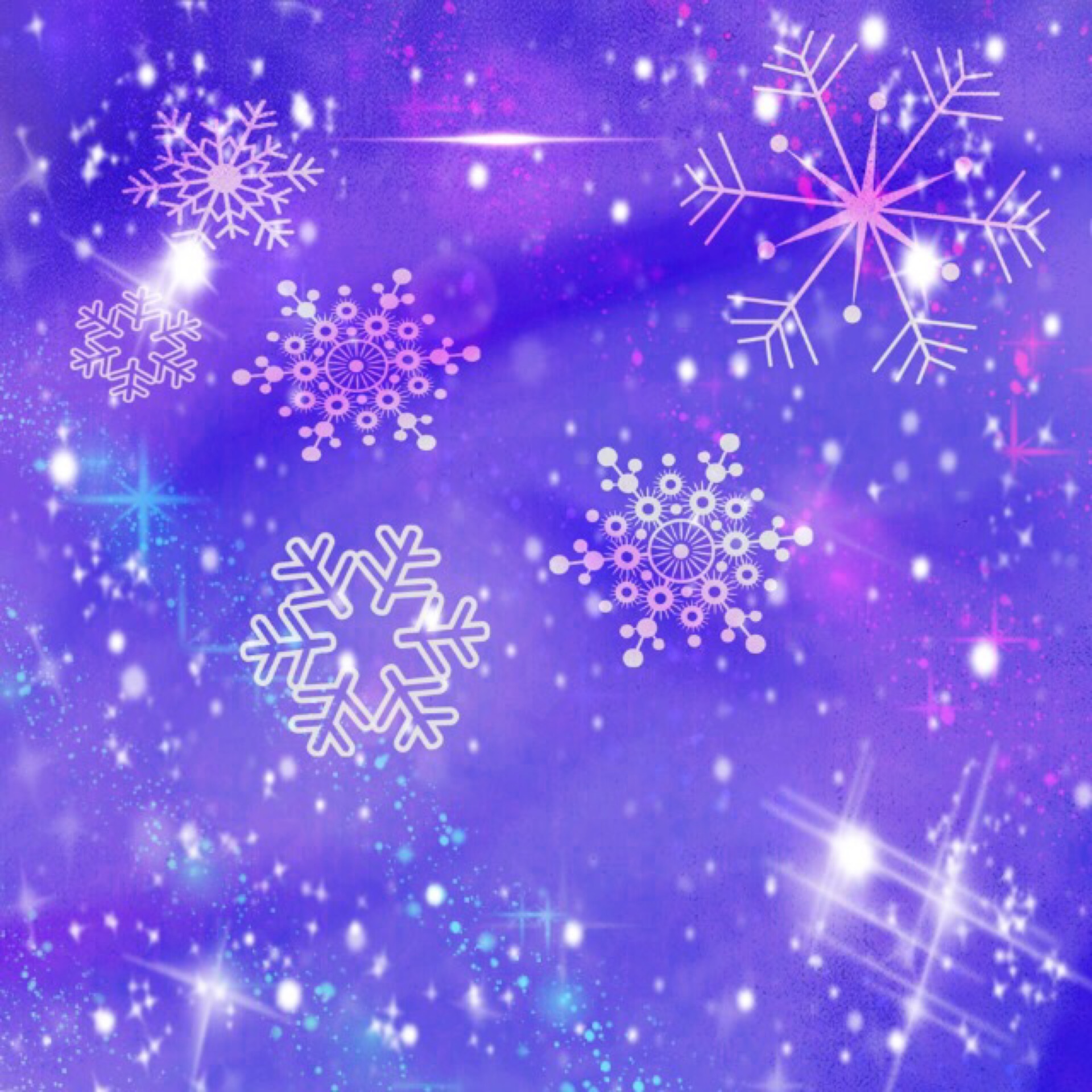 Новогодний фон со снежинками и звездочками