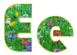 colored letters e with a background of flowers