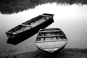 wooden boats in the lake
