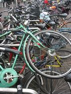 overturned bicycles in the parking lot