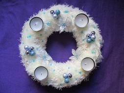 Christmas fluffy wreath with candles