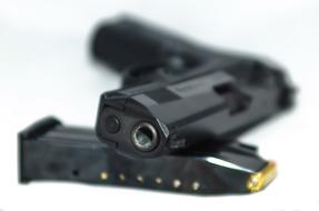 black gun on white background
