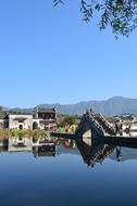 landscape of the village by the river