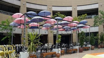 umbrella decorated terrace