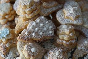 christmas cookies in powdered sugar close-up