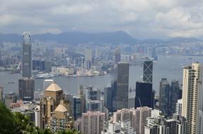 panoramic view of Hong Kong skyscrapers