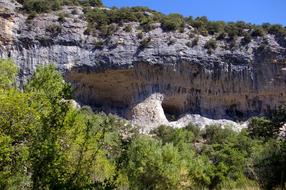Beautiful and colorful landscape of Mont Ventoux with plants, in Vaucluse, France, under the blue sky