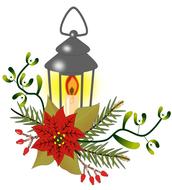 christmas decoration, candlelight and bouquet