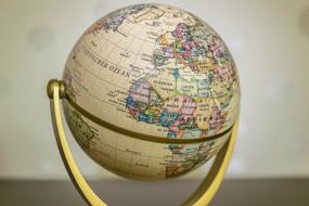 globe with colored continents
