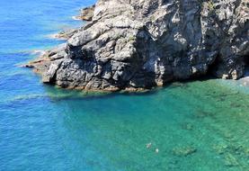 warm sea by the rocks