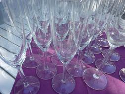 purple table with glasses