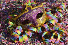 colored mask with beautiful ribbons