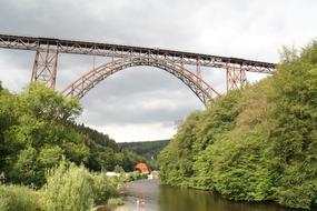 Beautiful scenery on the bridge by the forest
