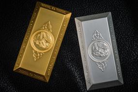 silver and golden Antique Larp Coins, Fantasy