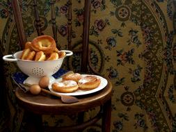 homemade Donuts on Wooden Chair