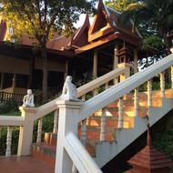 high staircase to the house