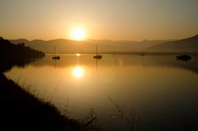 boats in bay at sunrise, Turkey, Fethiye
