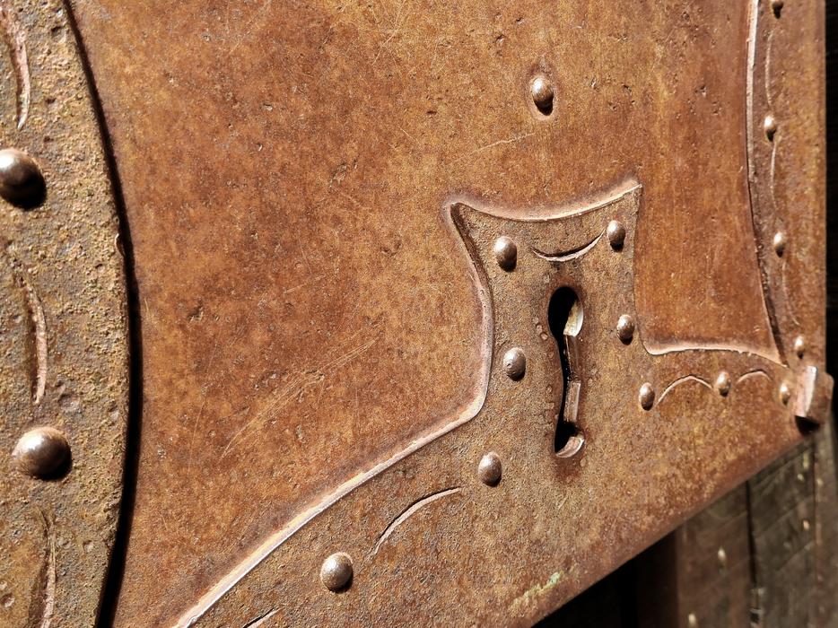 iron rusty lock in the box