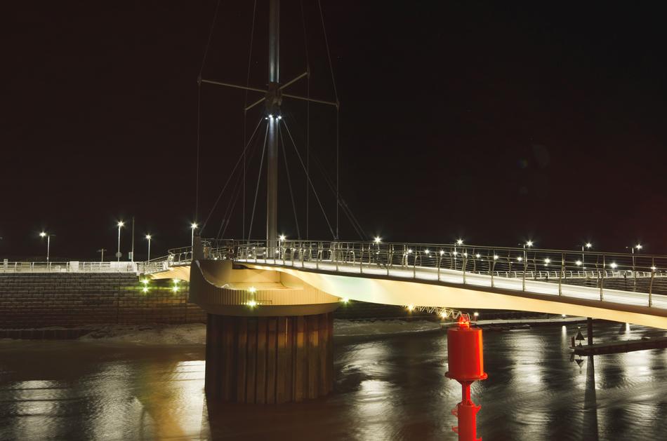 bridge in the night harbor