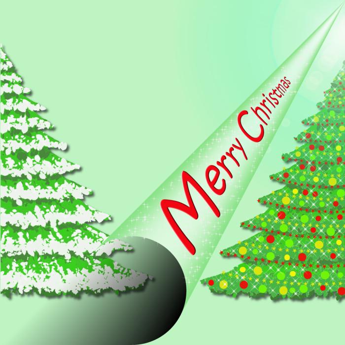 Christmas card with tree and a signature
