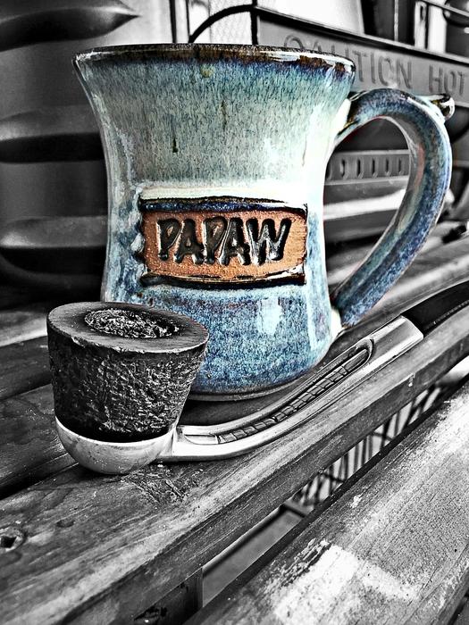 beautiful ceramic tableware on the bench