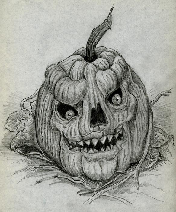 an old pumpkin with a scary face