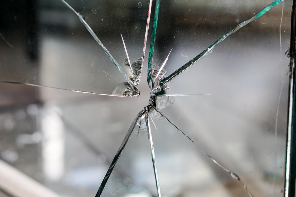 sharp broken window glass