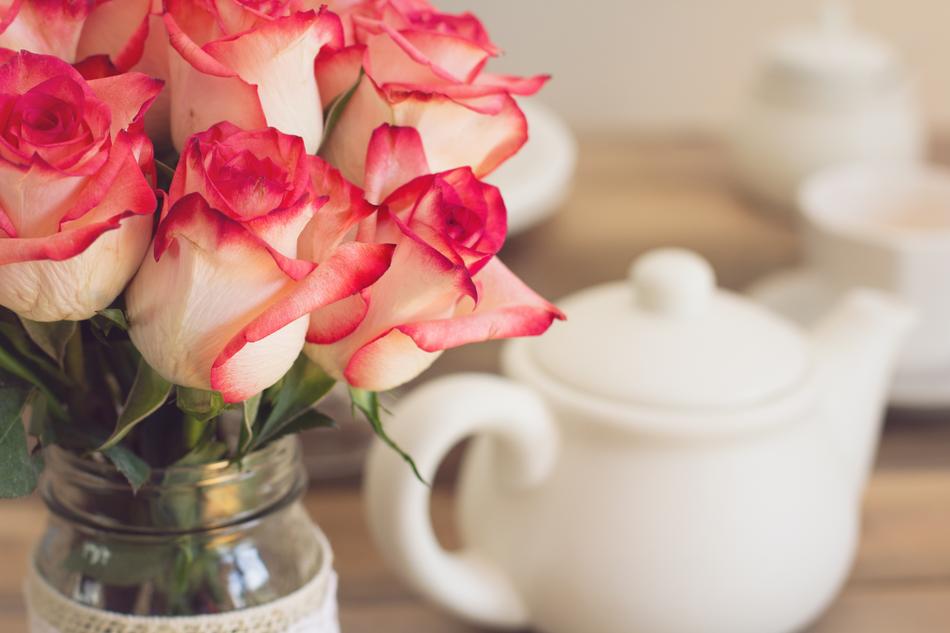 bouquet of beautiful roses in a vase