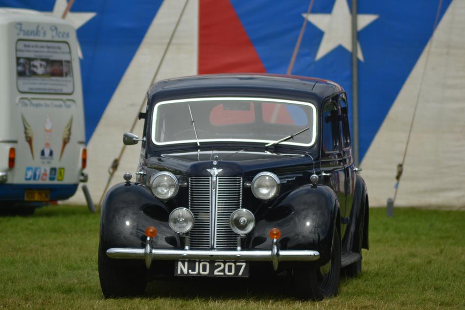 black car on the grass
