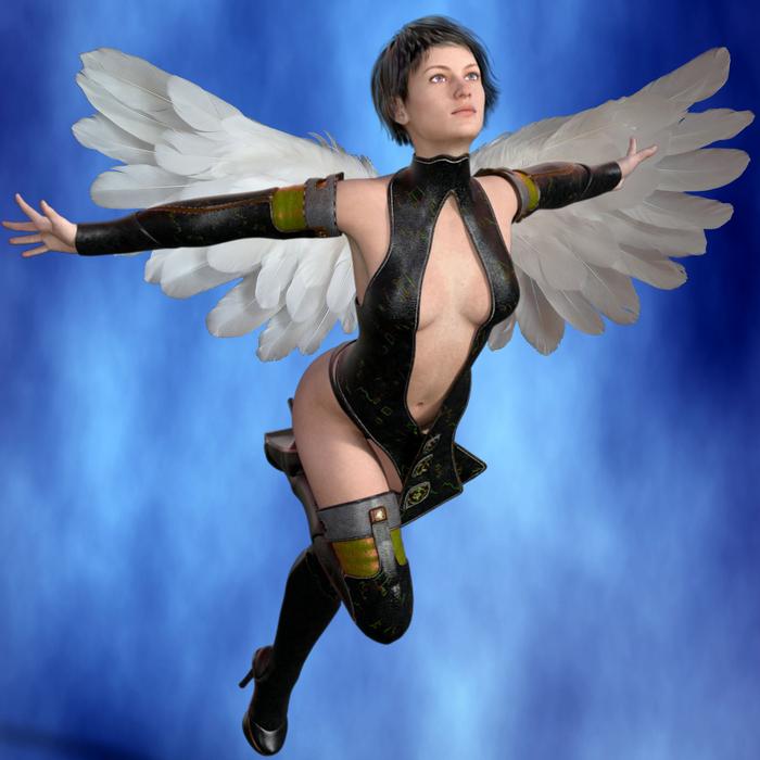woman angel wing face art