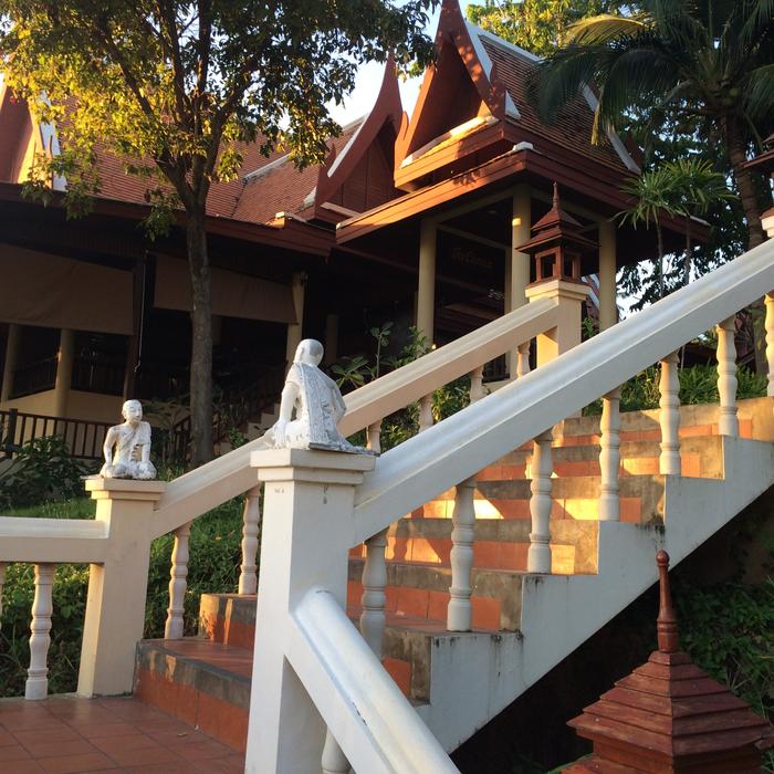 high staircase to the house