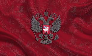 emblem on a red background