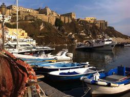 Boats in scenic bay, italy, Procida