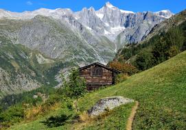 Landscape of Mountain woodhouse Hut