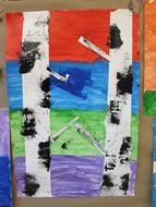 colored art with birch trees