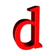 d, lowercase 3d red alphabet letter