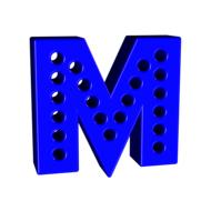 blue letter m with holes