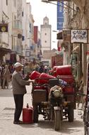 cozy morocco street with a man in the background