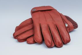 red leather gloves