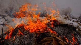 burning fire in a snowy season