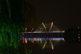 night bright road bridge
