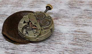 mechanical clock on the table