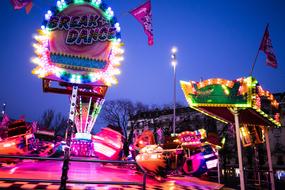 bright lights in the amusement park