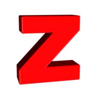 z, red alphabet letter, 3d character