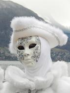 carnival white mask with costume