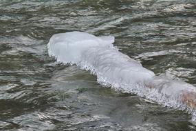 large ice floe on the river