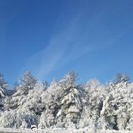 blue sky over the mountains