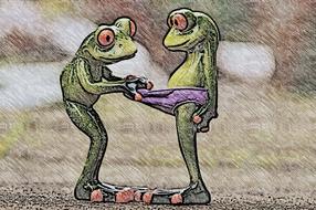 frogs drawing curious funny cute