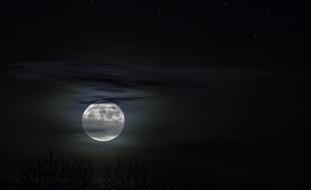 moon hidden behind the clouds in the night sky
