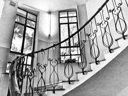 drawing of stairs with windows